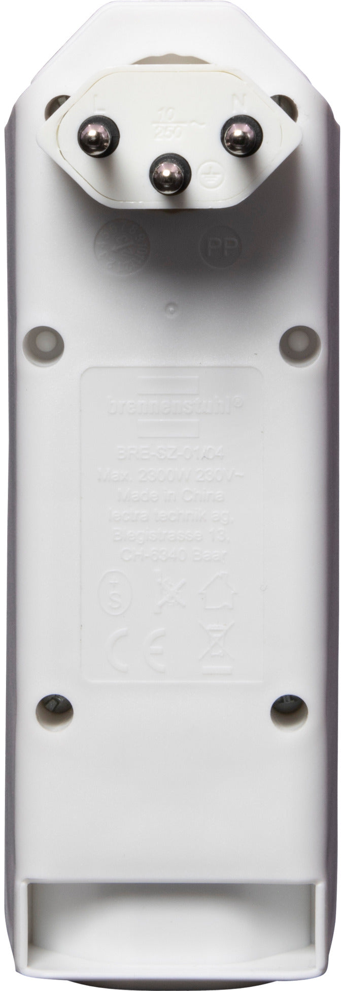 cleverLINE Abzweigstecker 3+1 fach weiss, drehbar bis 300° mit Aufhänger *CH* 

 - Produktansicht