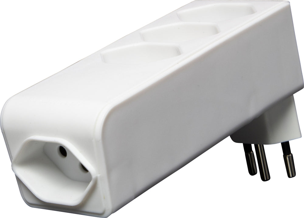 cleverLINE Abzweigstecker 3+1 fach weiss, drehbar bis 300° mit Aufhänger *CH* 

 - Produktansicht
