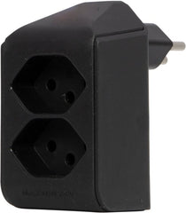 cleverLINE Abzweigstecker 2-fach schwarz, drehbar bis 300° ohne Aufhänger *CH*  - Produktbild