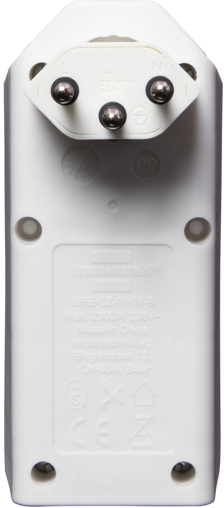 cleverLINE Abzweigstecker 3-fach weiss, drehbar bis 300° ohne Aufhänger *CH*  - Produktansicht