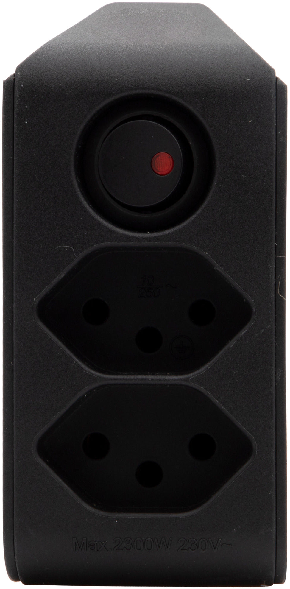 cleverLINE Abzweigstecker 2-fach schwarz mit Schalter, drehbar bis 300° ohne Aufhänger *CH* - Produktansicht