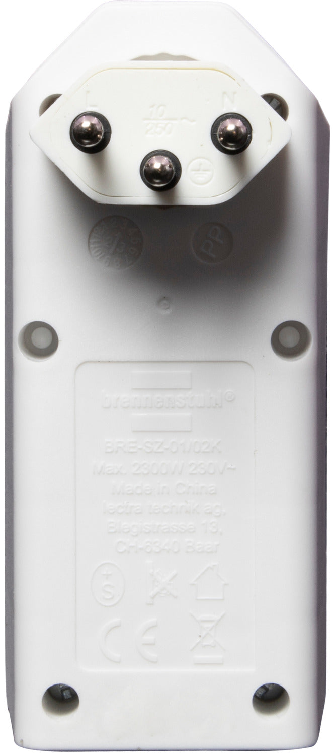 cleverLINE Abzweigstecker 2-fach weiss mit Schalter, drehbar bis 300° ohne Aufhänger *CH* - Produktansicht