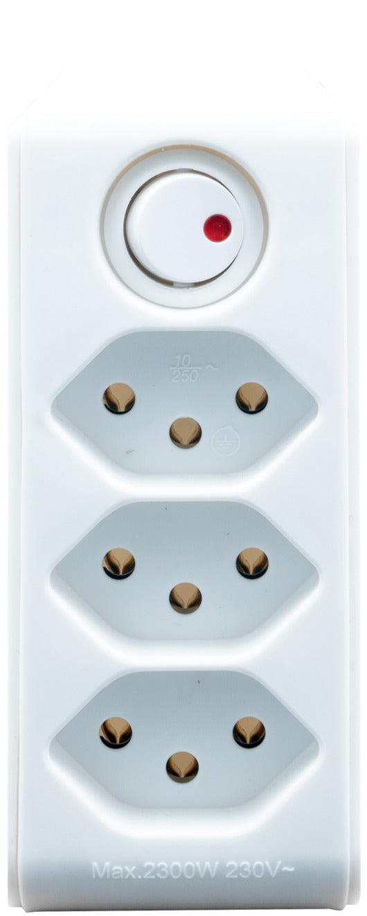 cleverLINE Abzweigstecker 3-fach weiss mit Schalter, drehbar bis 300° ohne Aufhänger *CH* - Produktansicht