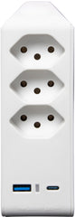 cleverLINE Abzweigstecker 3-fach weiss mit USB Typ-A und USB Typ-C drehbar bis 300° ohne Aufhänger *CH* - Produktansicht