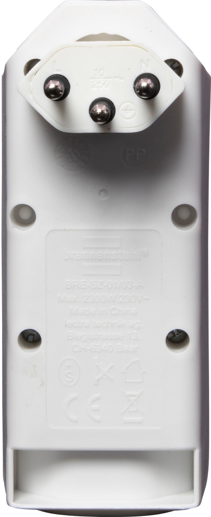 cleverLINE Abzweigstecker 2+1 fach weiss, drehbar bis 300° ohne Aufhänger *CH* 
 - Produktansicht
