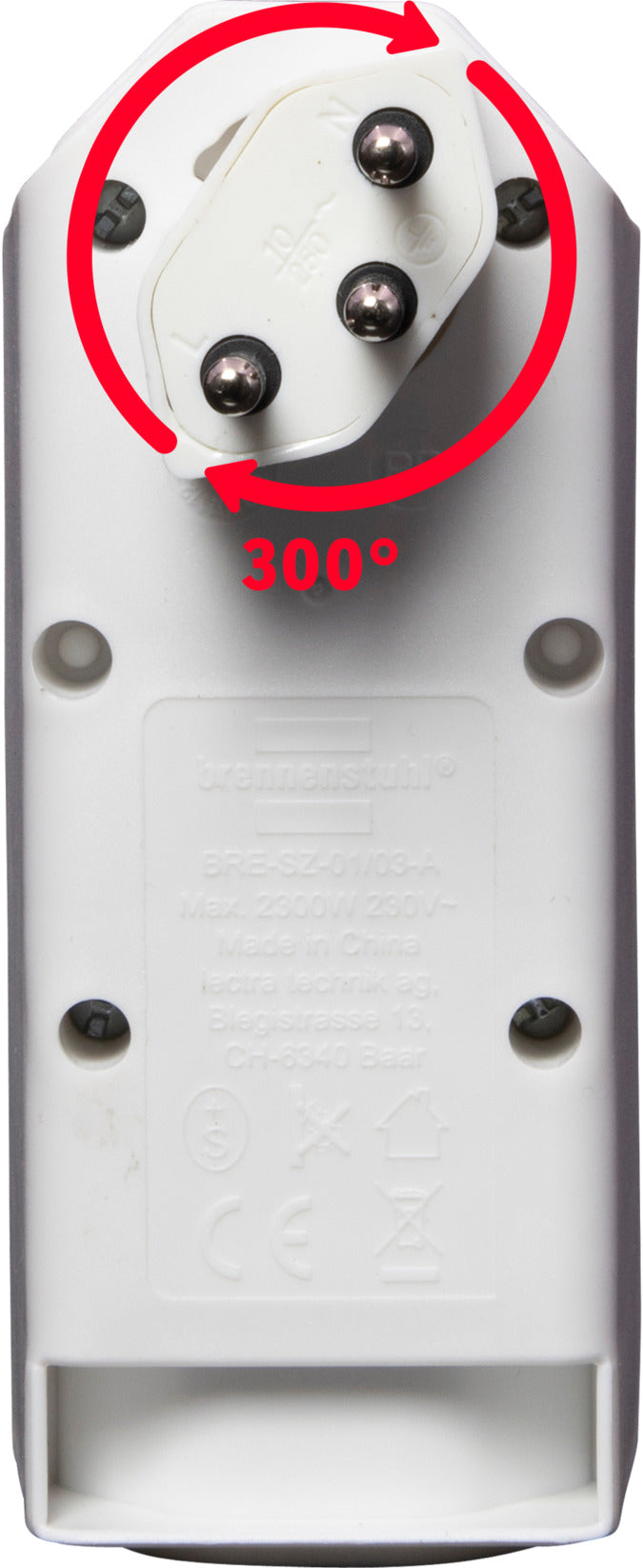 cleverLINE Abzweigstecker 2+1 fach weiss, drehbar bis 300° ohne Aufhänger *CH* 
 - Produktansicht