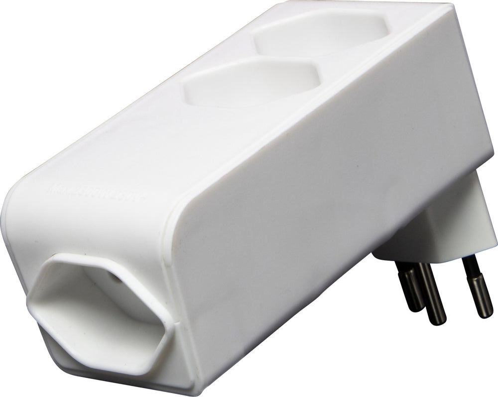 cleverLINE Abzweigstecker 2+1 fach weiss, drehbar bis 300° ohne Aufhänger *CH* 
 - Produktansicht