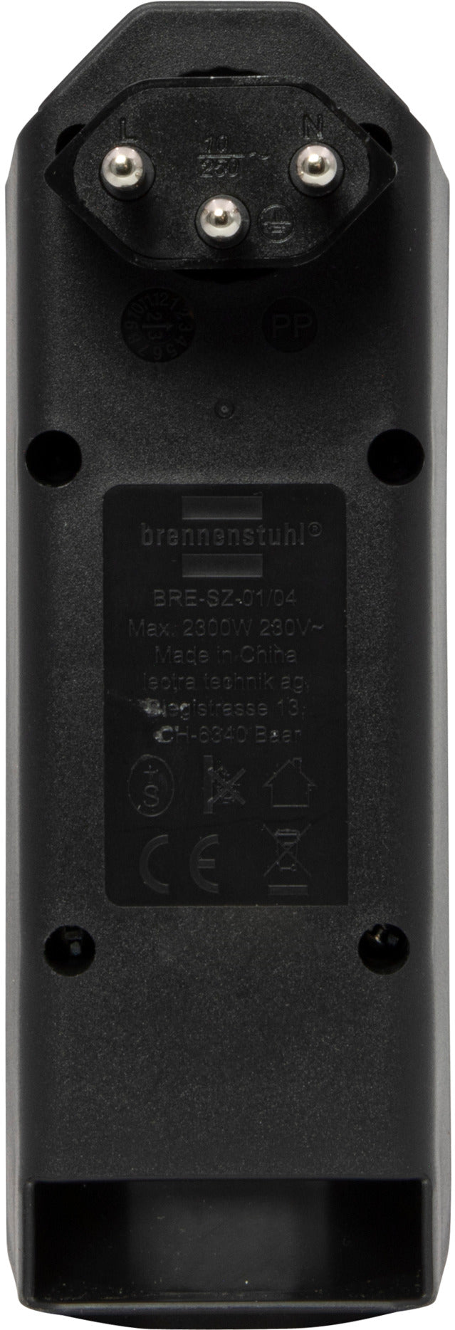 cleverLINE Abzweigstecker 3+1 fach schwarz, drehbar bis 300° ohne Aufhänger *CH* 

 - Produktansicht