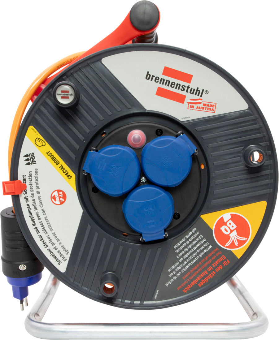 Garant ST 290 Kabelrolle, 3x Steckdose T13, Stecker T13, 50m H07BQ-F 3G1,5 orange, CH Stecksystem IP55 - Produktansicht