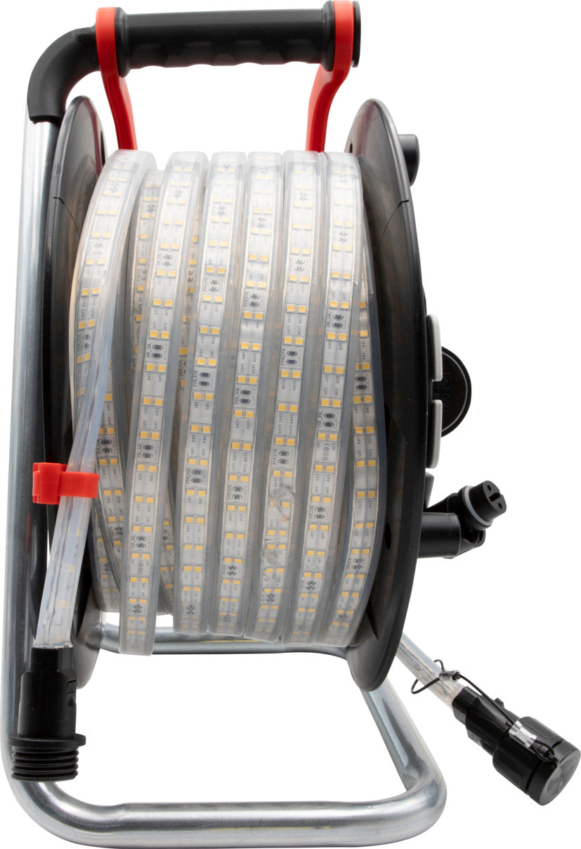 LED-Lichtschlauch BS2540SI D auf Aufbewahrungstrommel, 25m, 4000K, beidseitig, 2m H07RN-F 2X1,5 Typ 11 (IP55) *CH* - Produktansicht