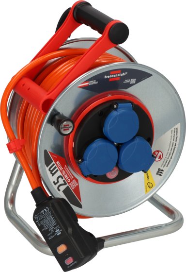 Garant® Kabeltrommel SK 240 mit Bretec und PRCD (30mA), 3x T13 (IP55), 25m AT-N07V3V3-F 3G1,5 orange - Produktbild