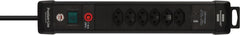 Premium-Line Steckdosenleiste 6-fach mit USB C PD 30W und USB A 18W schwarz 3m H05VV-F 3G1,5 - Produktansicht