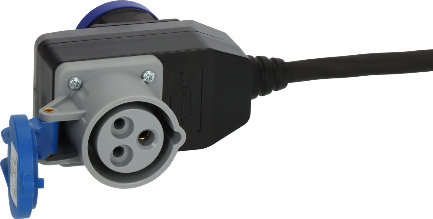 Camping CEE Verlängerungskabel IP44 5m schwarz H07RN-F 3G2,5 CEE-Stecker, Winkelkupplung 230V/16A - Produktansicht