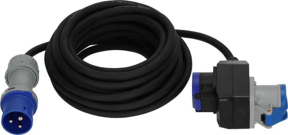 Camping CEE Verlängerungskabel IP44 10m schwarz H07RN-F 3G2,5 CEE-Stecker, Winkelkupplung 230V/16A - Produktansicht