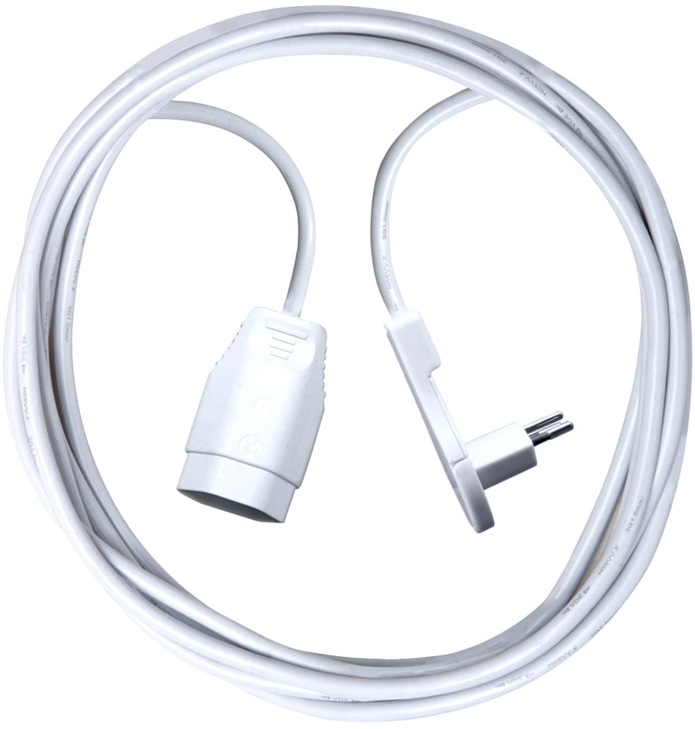 Kunststoff Verlängerungskabel, T12 Flachwinkelstecker, T13 Kupplung, Kabel 5m H05VV-F 3G1,0 weiss *CH* - Produktbild