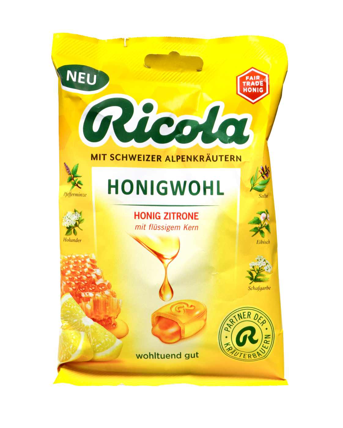 Ricola Honigwohl Honig Zitrone mit flüssigem Kern, 68 g