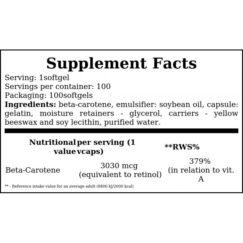Beta Carotene 10000IU - 100softgels