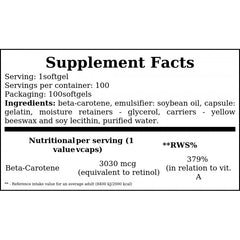 Beta Carotene 10000IU - 100softgels