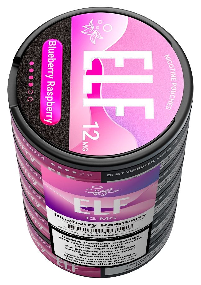 5 x ELF Nicotine Pouches Blueberry Raspberry, 12mg