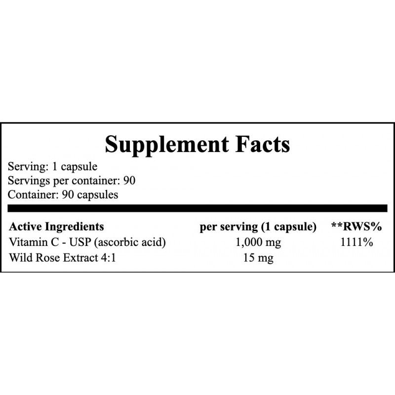 Vitamin C 1000mg with Rose Hips - 90caps.