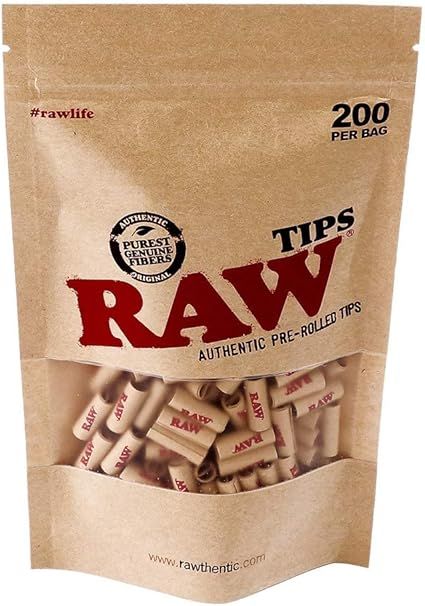 RAW Prerolled Tips BAG, 200 Tips