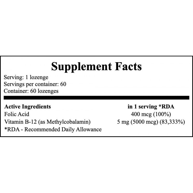 Methyl B-12 5000mcg - 60 lozenges x12
