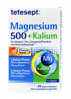 Tetesept Magnesium 500 + Kalium Tabletten, 30 er