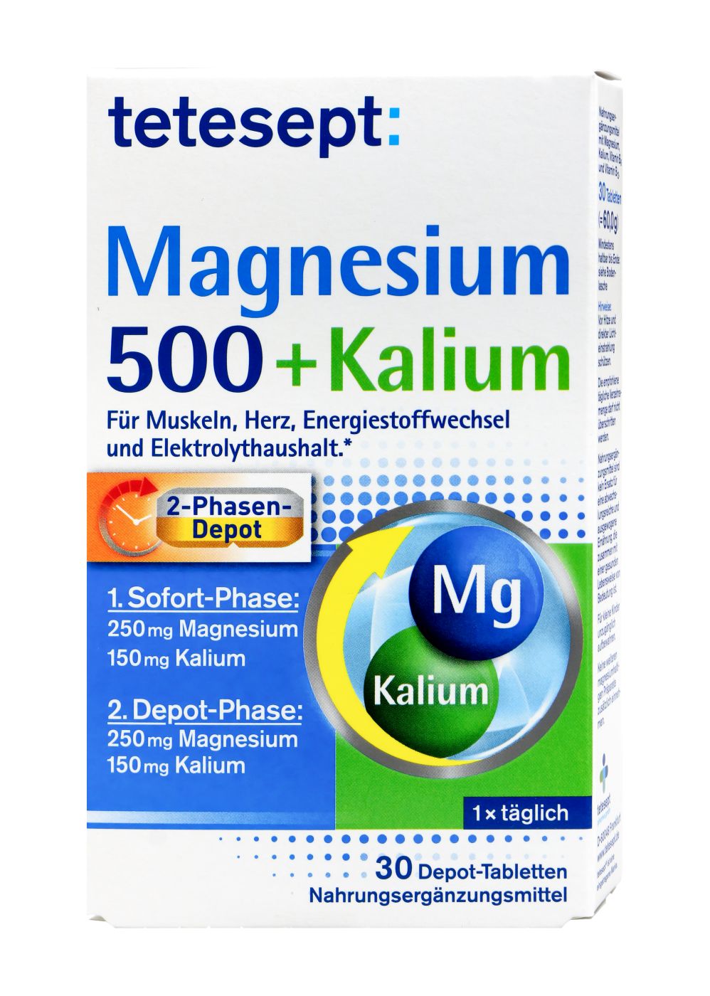 Tetesept Magnesium 500 + Kalium Tabletten, 30 er