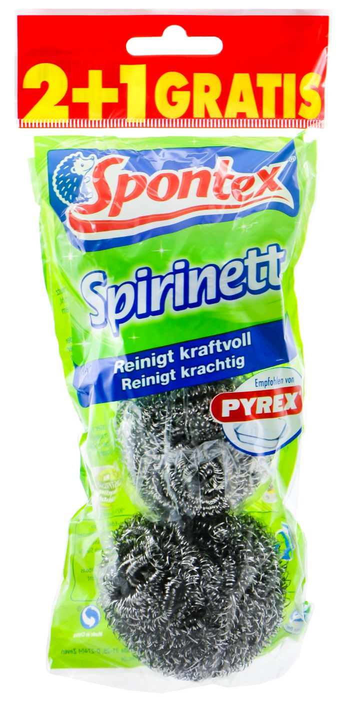 Spontex Spirinett Edelstahlspiralen Schwamm, 2+1 er