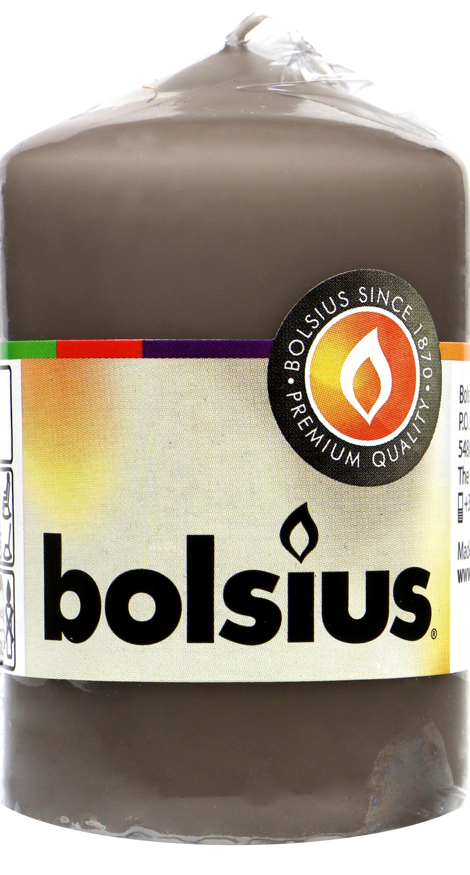 Bolsius Stumpenkerze warmes grau, 80 x 48 mm