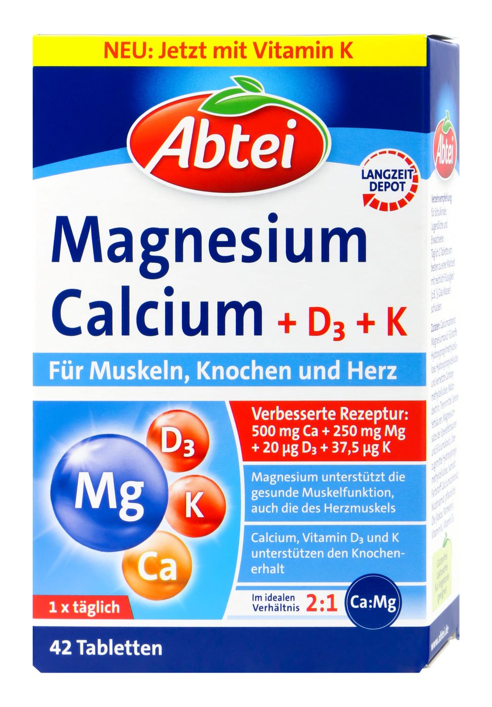 Abtei Magnesium Calcium + D3, 42 er