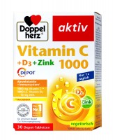 Doppelherz Vitamin C 1000 + Vitamin D Depot, 30 er