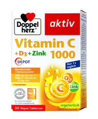 Doppelherz Vitamin C 1000 + Vitamin D Depot, 30 er