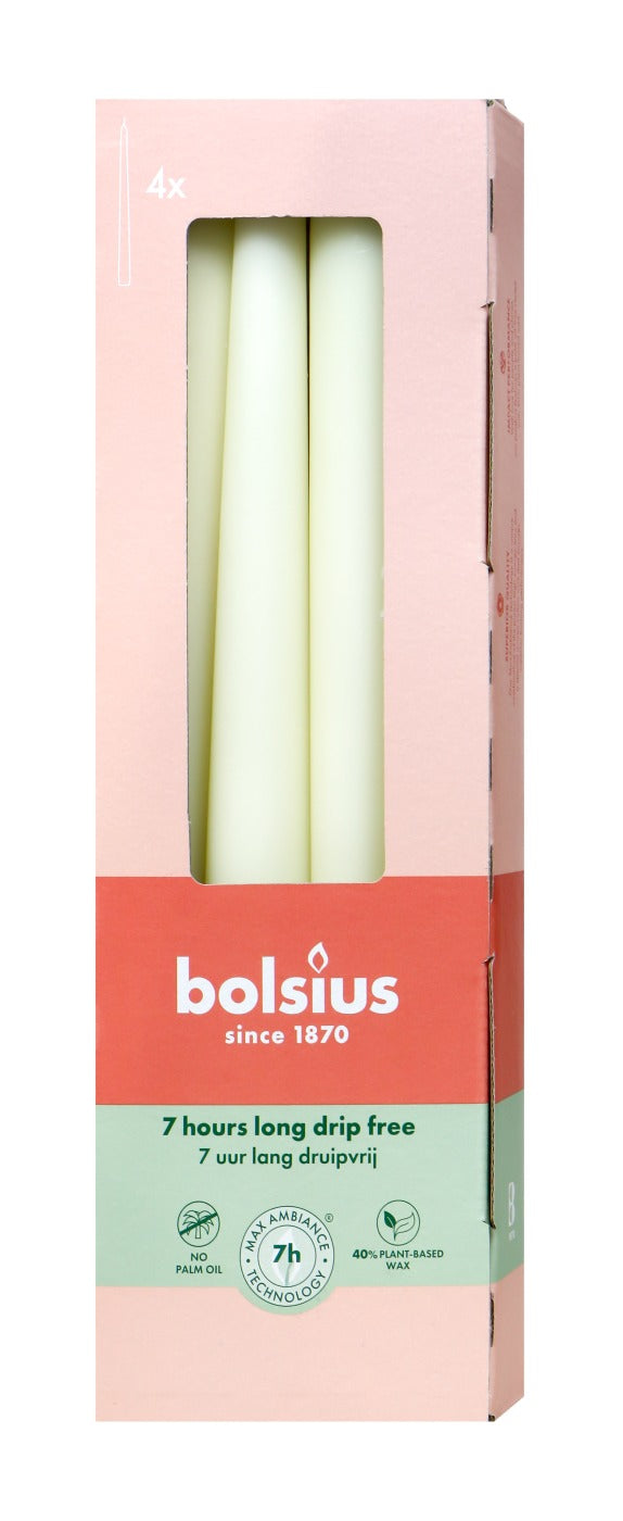 Bolsius Spitzkerze Elfenbein, 250 x 24 mm, 4er