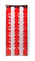 Adventskalenderkerze mit Siebdruck "Schneeflocke+Elch" rot, Stück