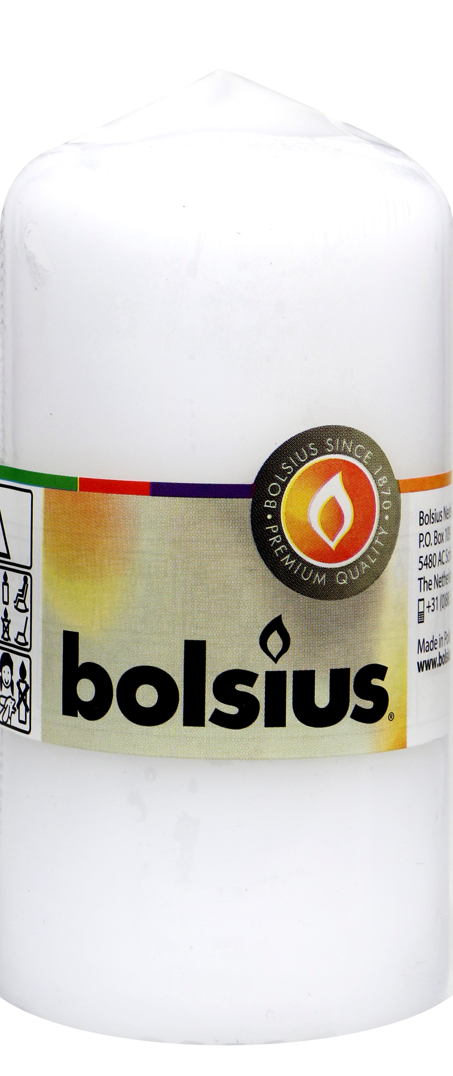 Bolsius Stumpenkerze Weiß, 120 x 58 mm