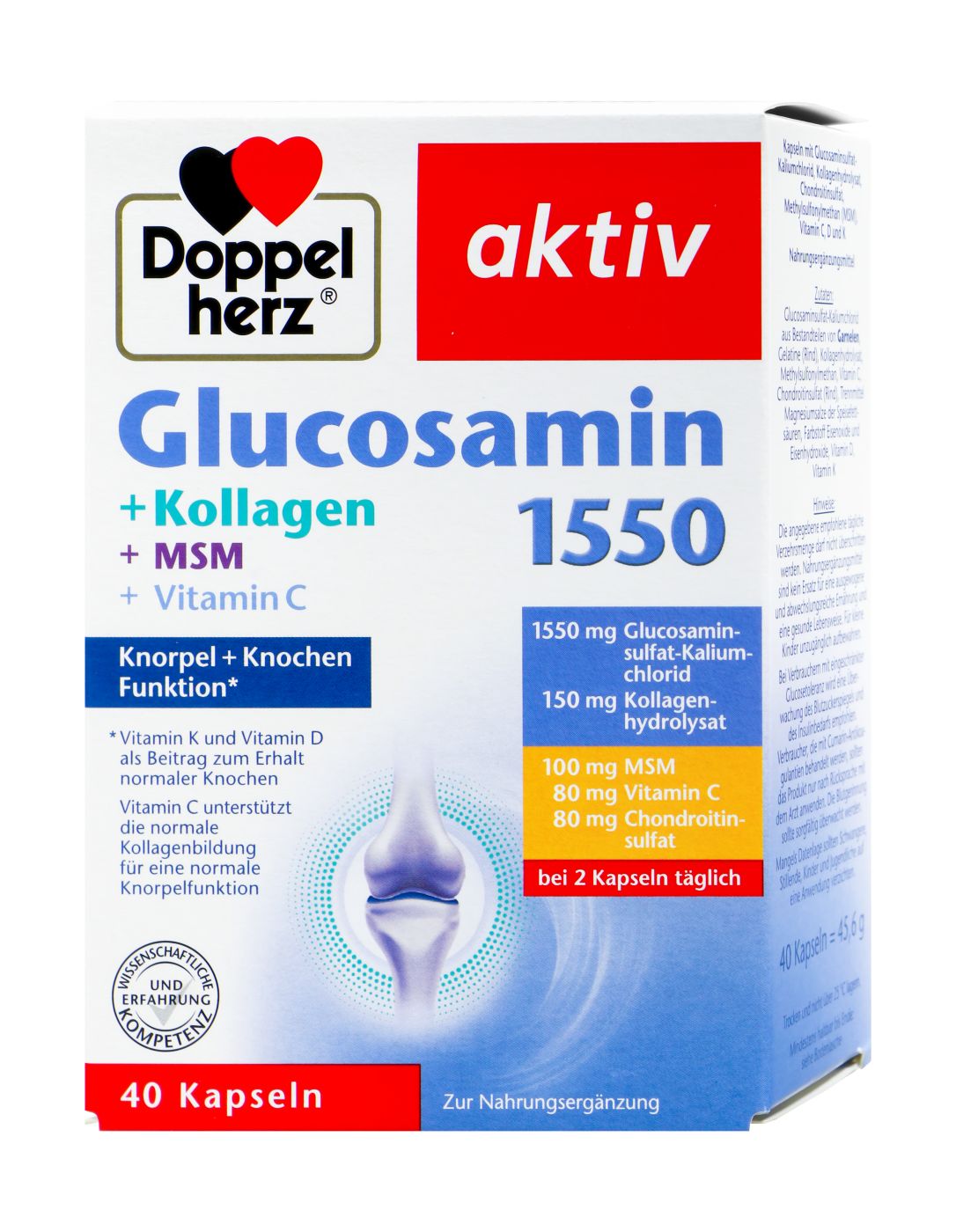 Doppelherz Glucosamin 1600 + Kollagen + MSM + Vitamin C, 40 er