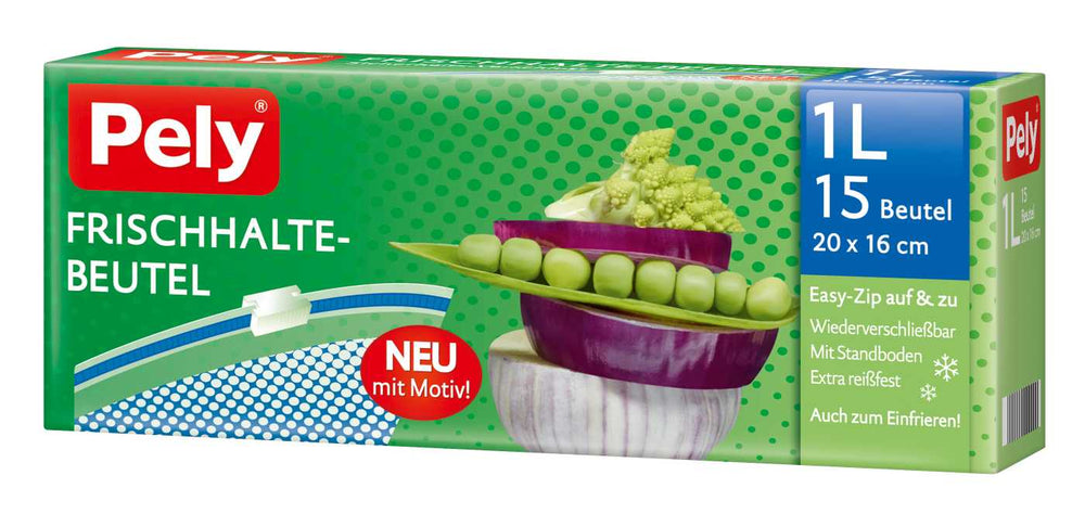 Pely Frischhaltebeutel mit Sicherheitsverschluss 1 Liter, 15 er