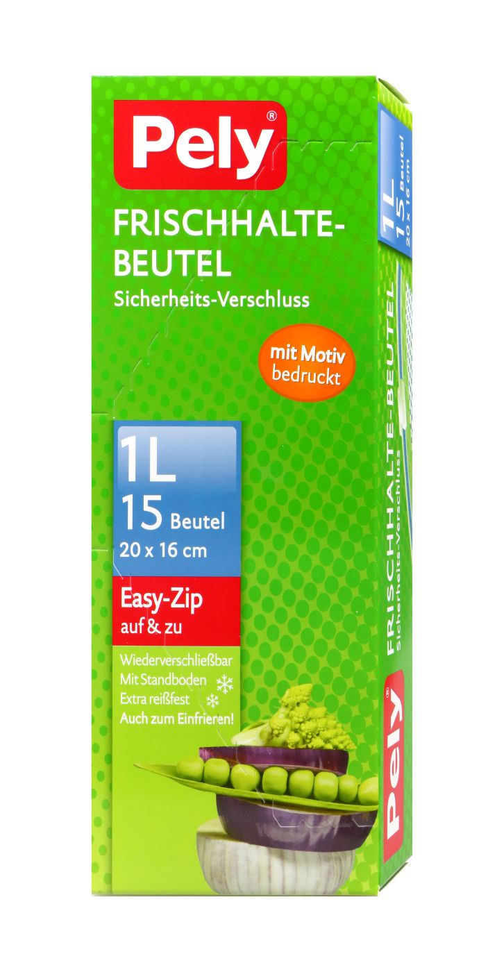 Pely Frischhaltebeutel mit Sicherheitsverschluss 1 Liter, 15 er