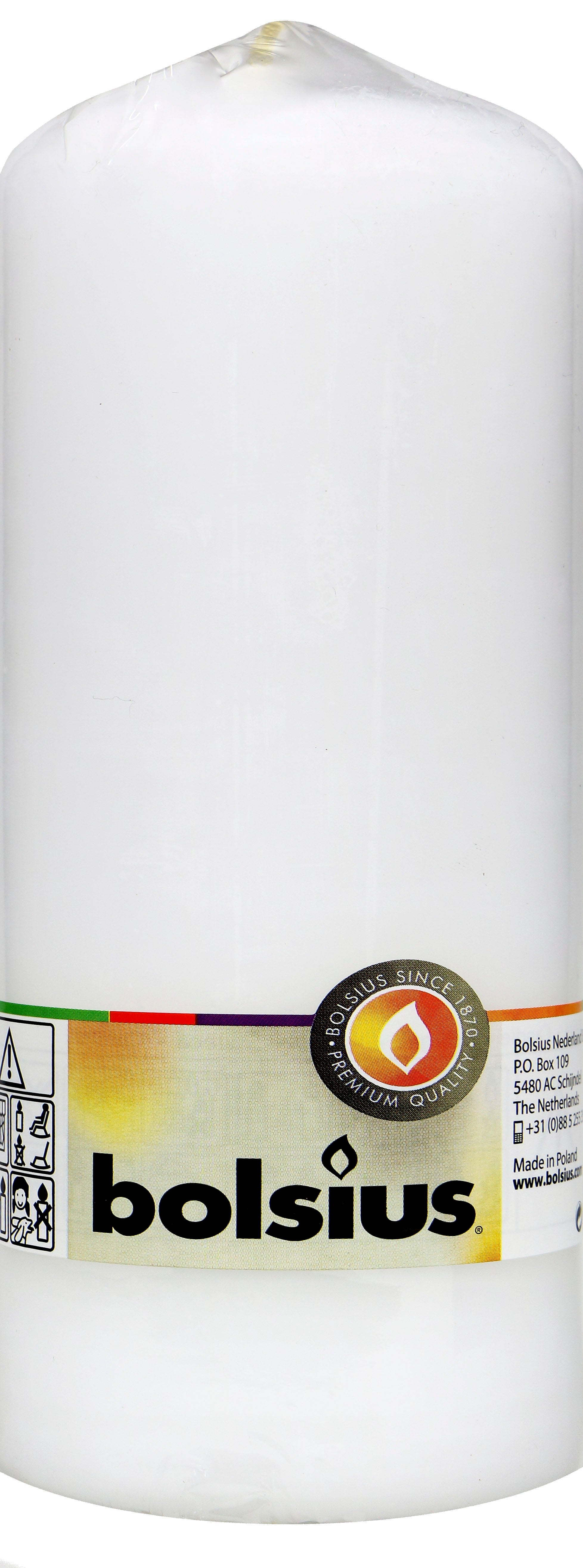 Bolsius Stumpenkerze weiß, 200 x 68 mm
