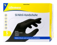 Lifemed Nitril Handschuh puderfrei schwarz Größe S, 50 er