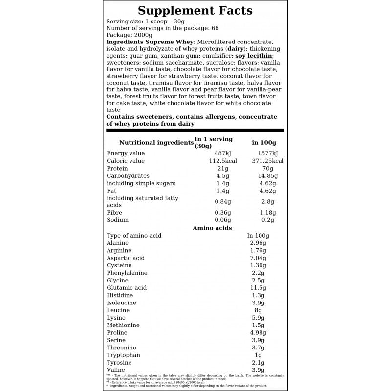 Supreme Whey NEW 3 - 2000g - Cookies (3 frakcje)