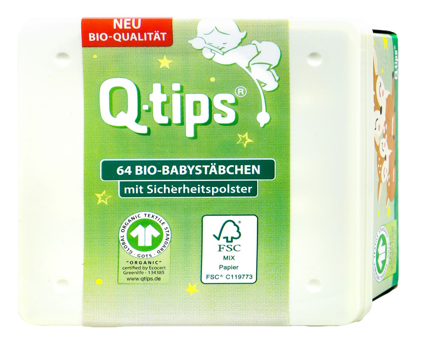 Q-Tips Baby Wattestäbchen mit Papierschaft, 64 er
