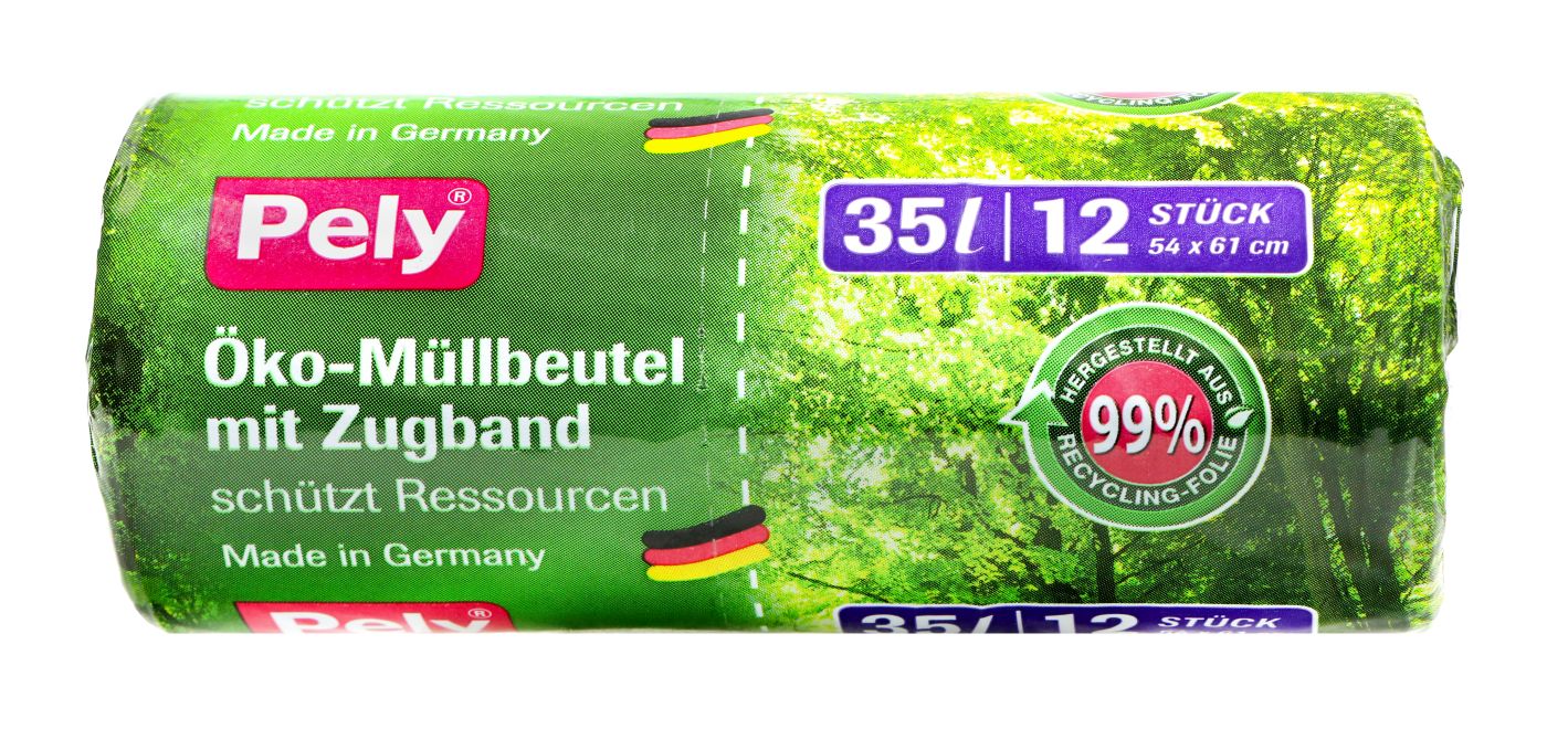 Pely Öko-Müllbeutel mit Zugband 35 Liter, 12 er