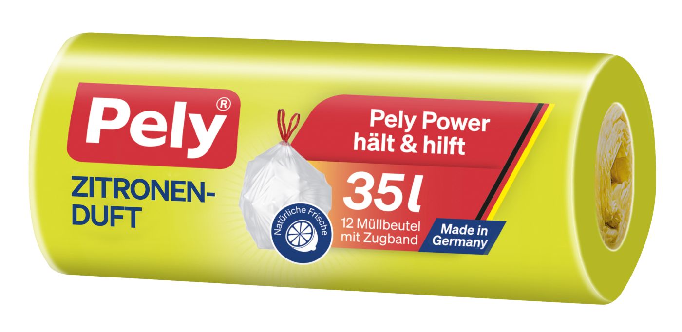 Pely Zugband-Beutel Zitronen-Duft 35 Liter, 12 er