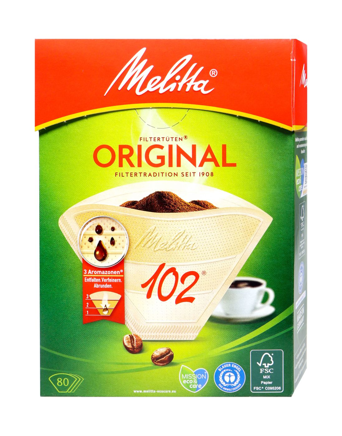 Melitta Filtertüten 102 Naturbraun Aroma, 80 er