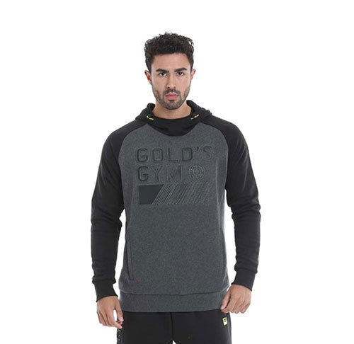 GGSWT086 Gold's Gym Embossed Hood Sweater - Charcoal/Black - S