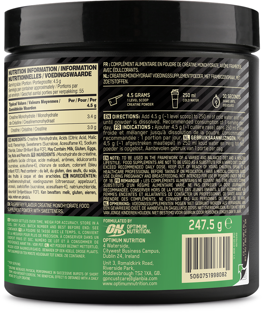 Optimum Nutrition Flavoured Micronised Creatine Powder - 247,5 g