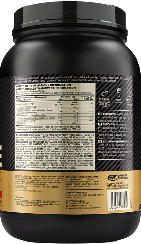 Optimum Nutrition Gold Standard 100% Isolate - 930 g