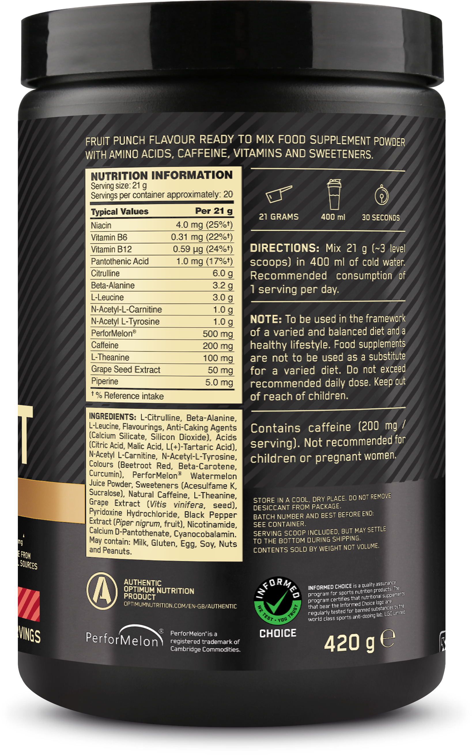 Optimum Nutrition Gold Standard Pre-workout Advanced - 420 g